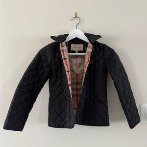 Burberry Kids Black Quilted Hooded Jacket